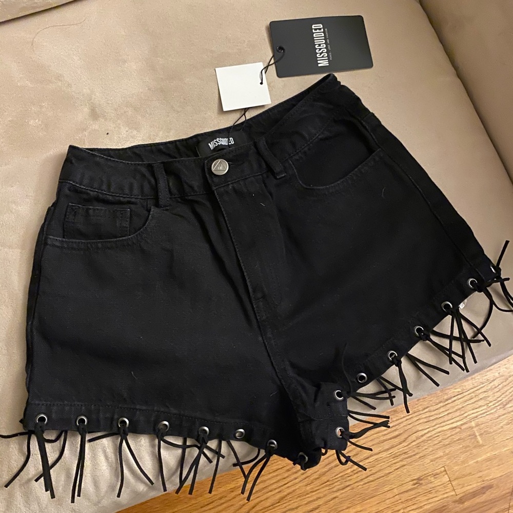 Missguided Short festival fringe hem shorts.
